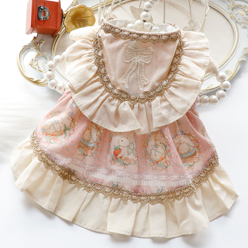 Dog clothes spring summer cat princess dress luxury lolita dress for rabbit small dog pet
