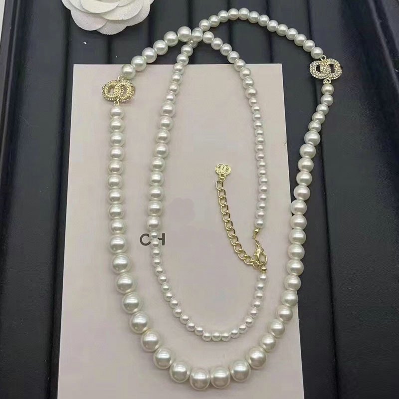 Luxury Pearl Necklace Letter Pendant Necklaces 18K Gold Jewelry Charm Necklace Family Couple Love Choker Classic Design Jewelry