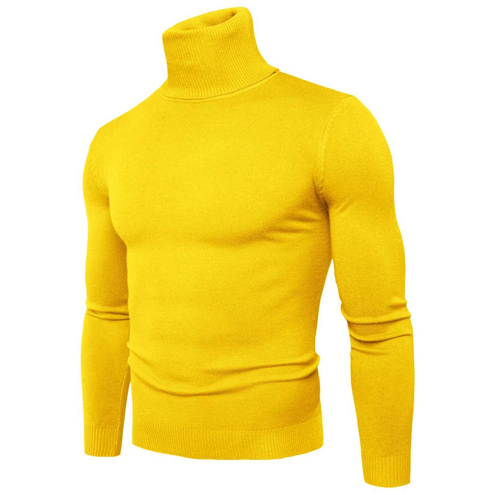 Spring 2024 Turtleneck Sweater Men Warm Knitted Solid Color Pullovers Mens Slim Fit Casual Turtleneck Knitwear Man SweatersX2409