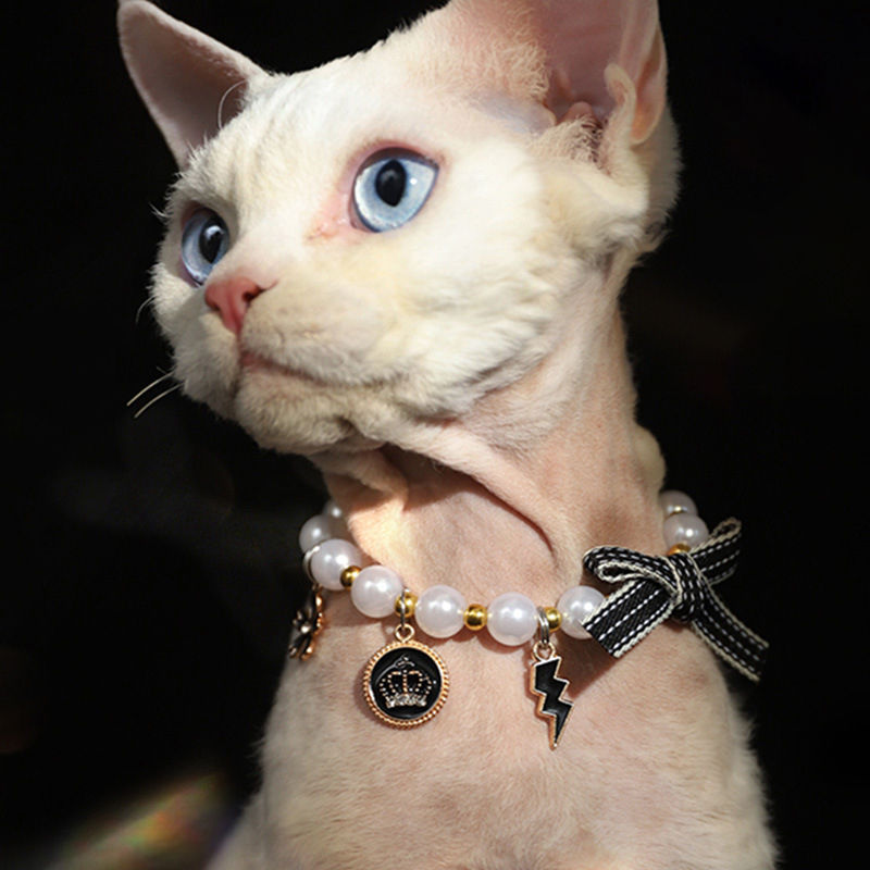 Cat Collar Necklace,Cute Pet Jewelry Collar with Bow and Trinket Pendant for Kittens & Puppies Cat Supplies Kitten Accessories