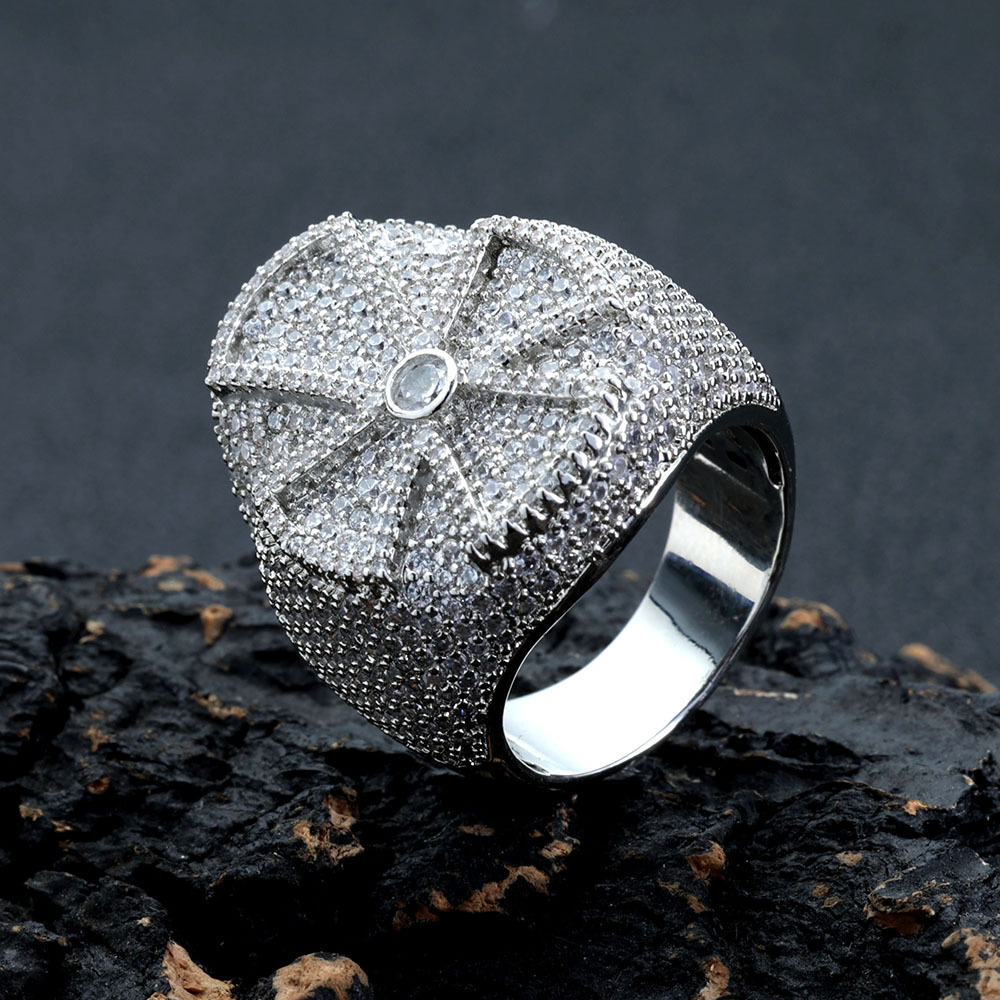 Hip Hop Casting Cross Rings 18K Real Gold Plated Full 5A Zircon Mens Jewelrys