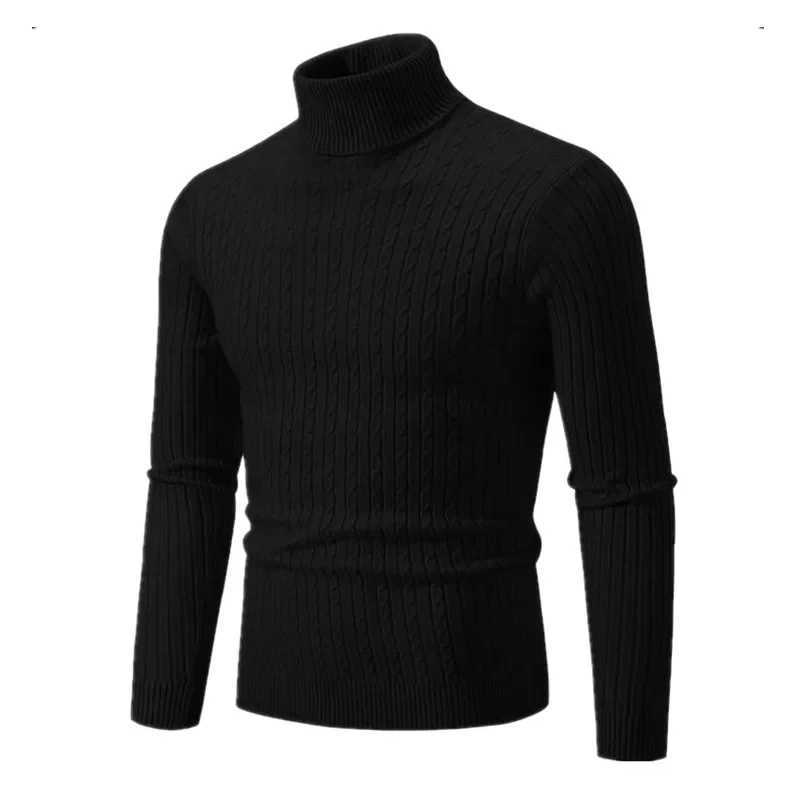 Sweater Autumn Winter Turtleneck Pullovers Warm Solid Color Slim Mens Pullover Men Knitted Sweaters Bottoming ShirtX2409