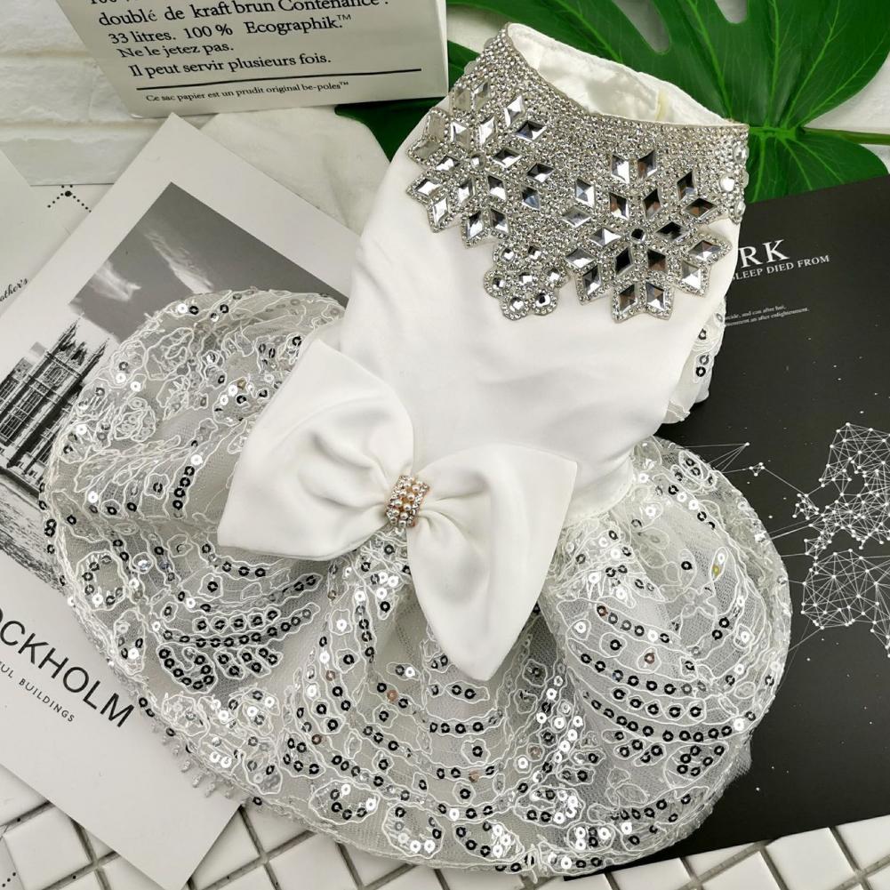 Pet Apparel Good Medium Dog Cat Sequins Skirt Photography Props Polyester Pet Clothes