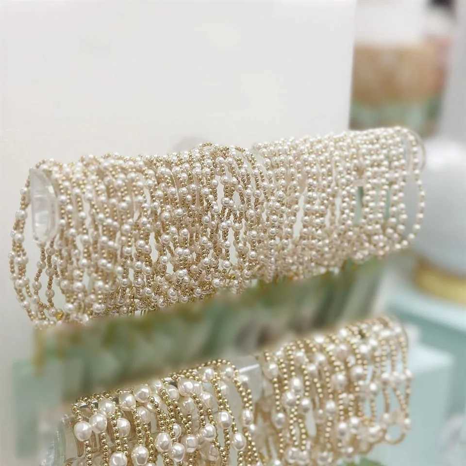 Vlen Stackable Shell Pearls Bracelet for Women 18 K Golden Fill Ball Beads Bracelets Stylish Summer Beach JewelryX240912