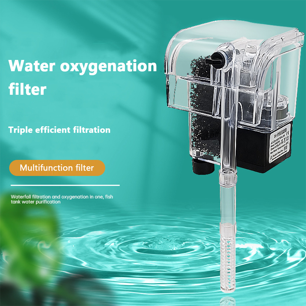 Aquarium Filter Fish Tank Filter With Biochemical Cotton Filtration & Oxygenation Function, Hang On Waterfall Fish Tank Filter