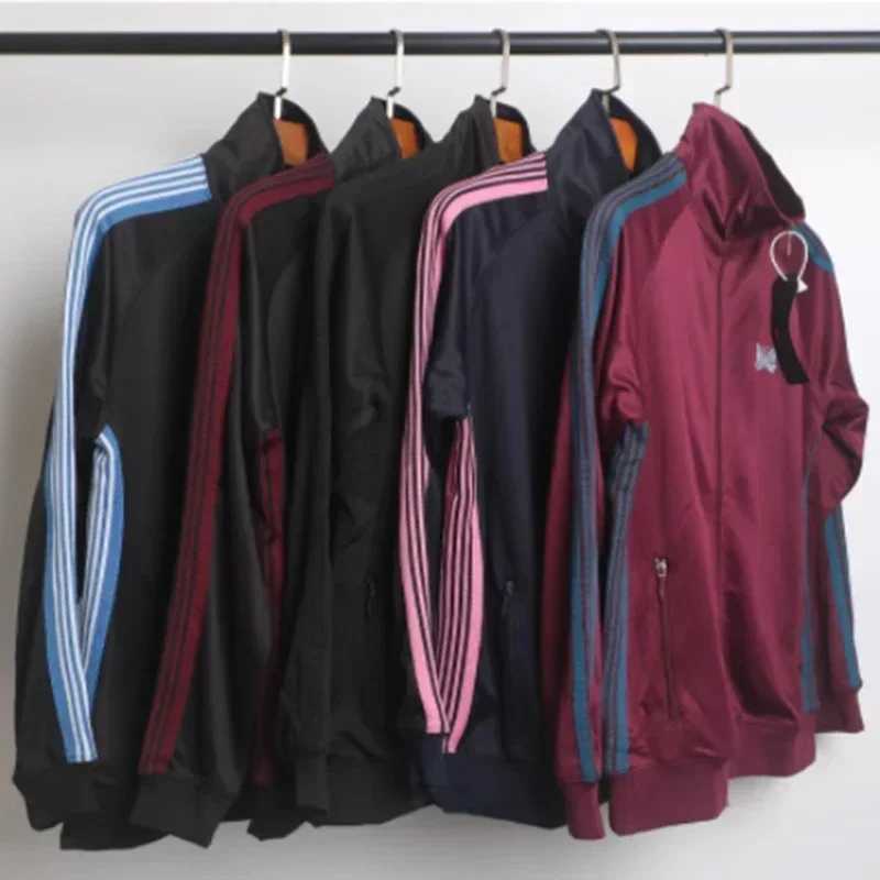 Men's Jackets Best quality knitted striped track jacket womens loose casual and fashionable butterfly embroidered jacket with label green blue bl