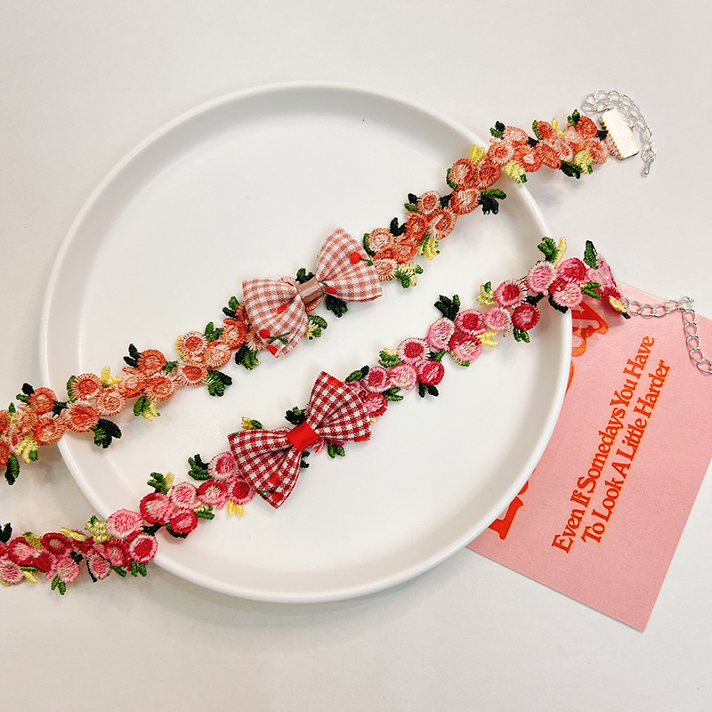 Adjustable Cat Collar,Handmade Flower Bow Puppy Dog Collar Neck Cute Cat Pet Necklace Collars Pet Accessories for Cats & Puppies