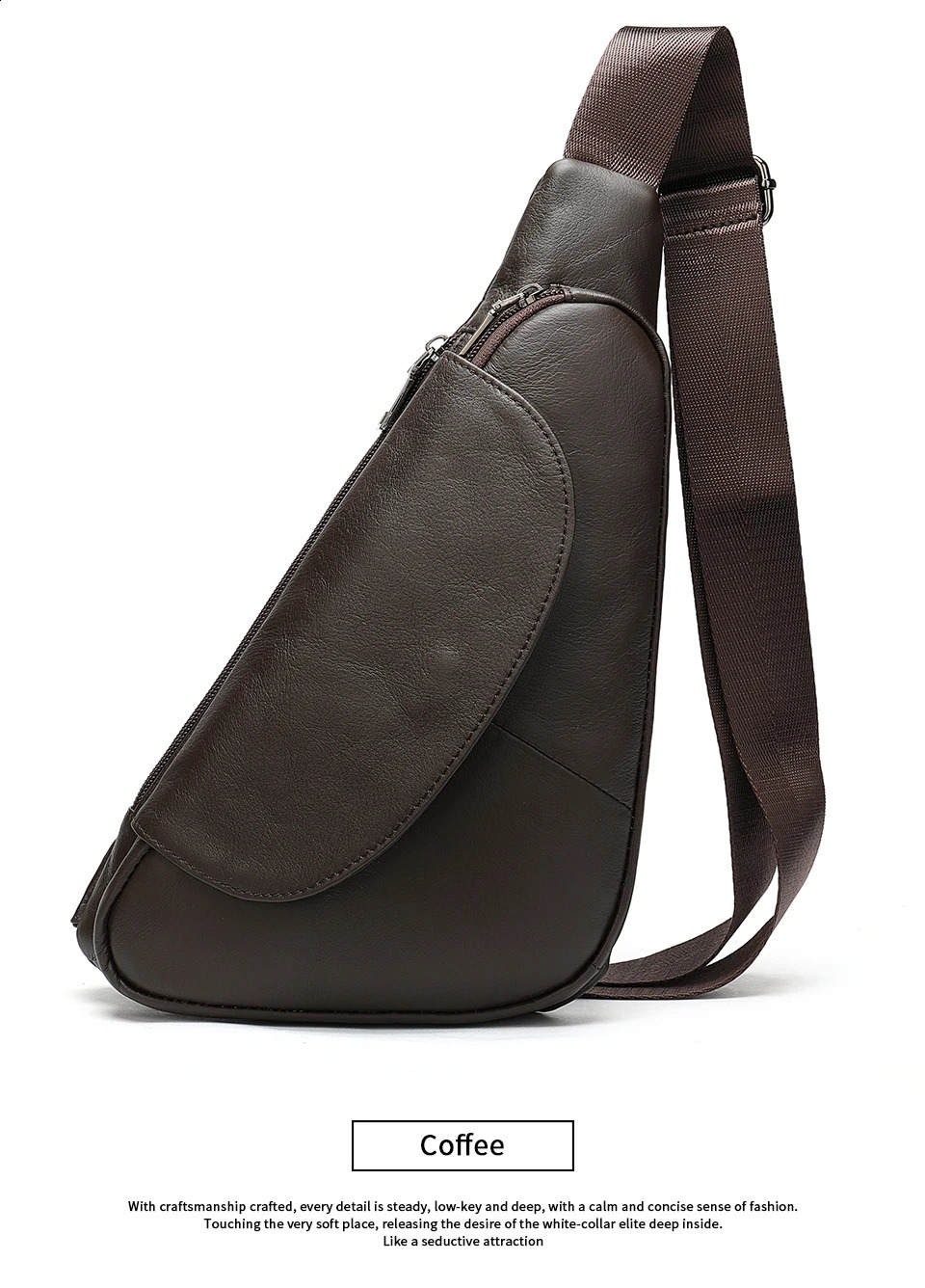 Retro leather mens chest bag soft cowhide leather sling bag shoulder bag backpack outdoor riding bag 240907