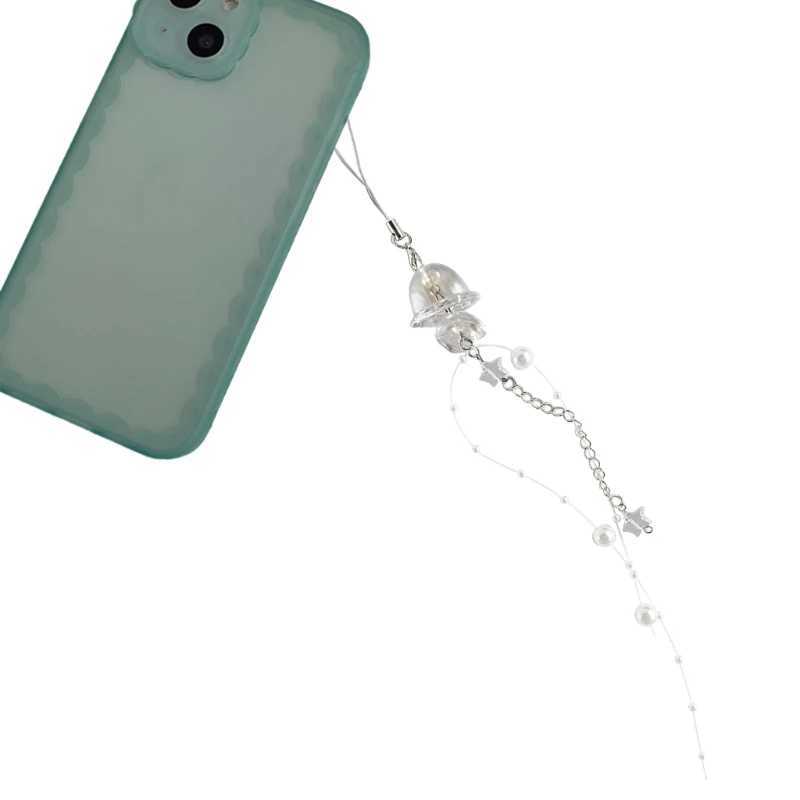 652F Y2K Jellyfish Phone Charm Keychain Crystal Star Pearl Phone Chain Unique Edge Phone Hanging Rope W240911