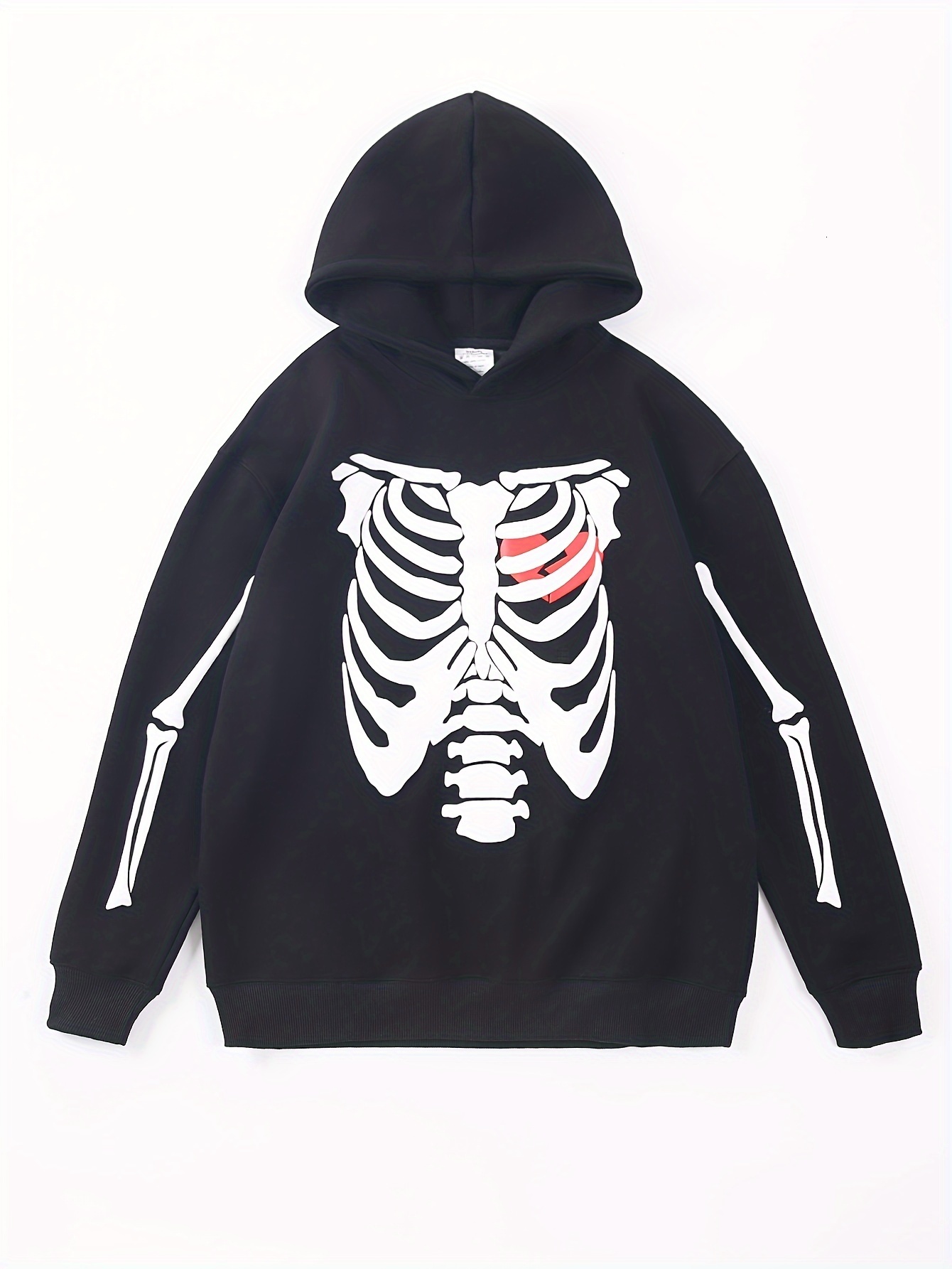 Skeleton Print Cotton Hoodie, Cool Hoodies For Men, Men's Casual Graphic Design Hooded Sweatshirt Streetwear For Winter Fall, As Gifts