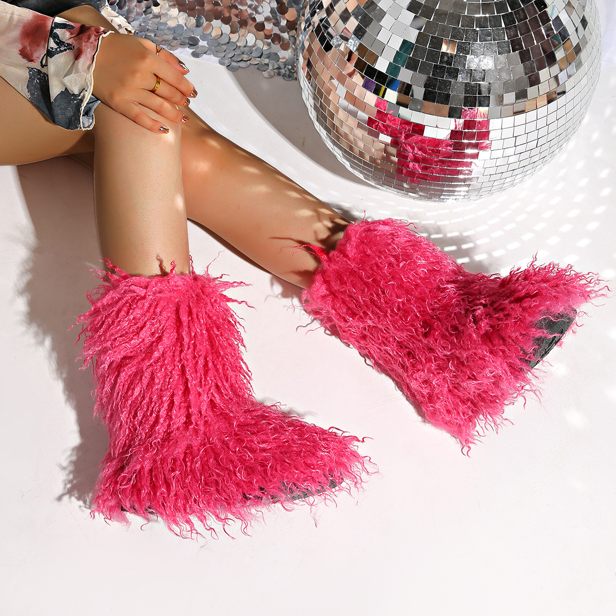 Women boots Fashion winter booties black white women snow boot ankle high fur Walking Sneakers