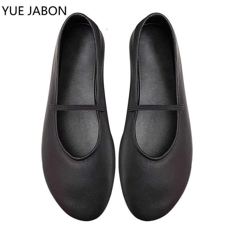 New Stylish Red Shallow Mouth Ballet Shoes Flat Black White Soft Leather Round Toe Slip On Simple Style Ballerina Cute Mules