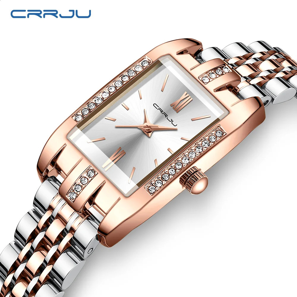 CRRJU Womens Watch Gold Diamond Quartz y Stainless Steel High Precision Waterproof 240912