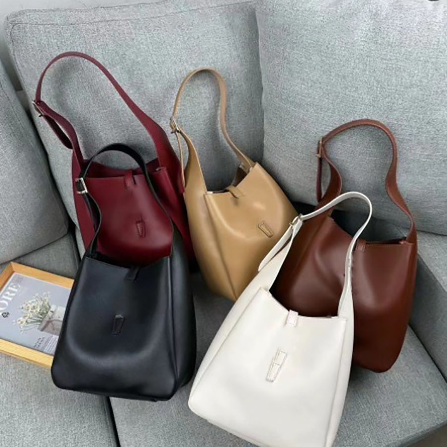 Designer women's bag classic 2024 new high quality outdoor travel soft leather underarm bucket bag wide shoulder strap comfortable single shoulder handbag