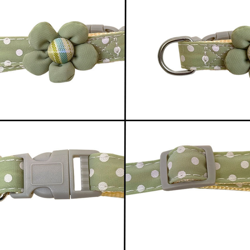 Polka Dot Cat Collar Adjustable Puppy Collar with Cute Flower Decoration for Kittens & Puppy Accessories Products Outdoor Travel