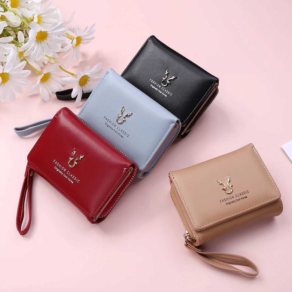womens small wallet womens card clip short wallet with coin wallet womens PU leather mini clutch Z250411