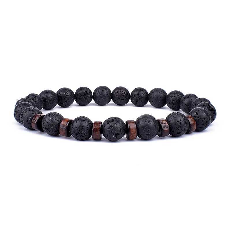 Volcanic Stone Bracelets for Men Natural Moonstone Bead Tibetan Buddha Bracelet Chakra Lava Diffuser Bracelets Men Jewelry GiftX2409