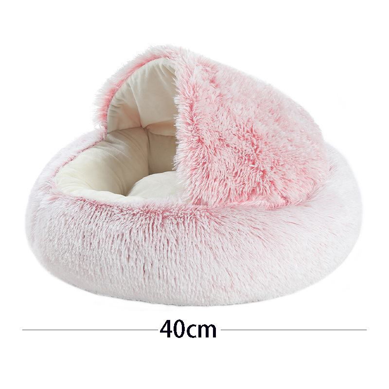 Cat Bed Pet Mattress Warm Soft Plush Pet Bed with Cover Round Cat Dog Sleeping Nest Cave for Small Dogs kitten - view 5