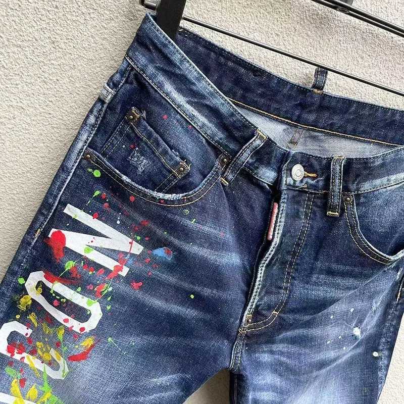 2024 Summer New Mens Stretch Tight Jeans Luxury Brand Blue Denim Trouser High Quality Street Slimming Denim Shorts Mens Jeans W240912