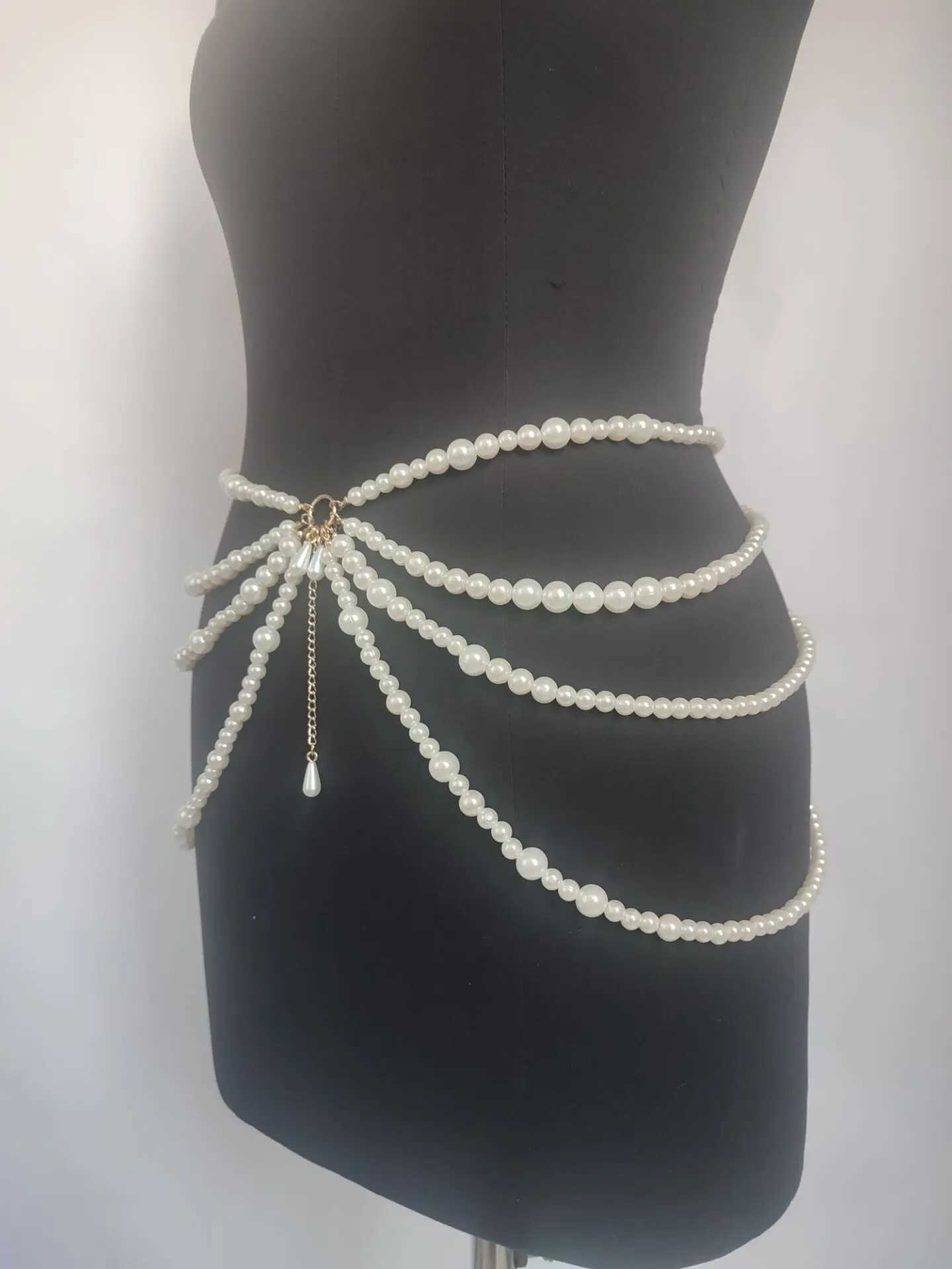 Y2K Jewelry Mtilayer Pearl Waist Chain Used for Fashionable Retro Role Playing Body Accessories Sexy Party Accessories Gifts X250410