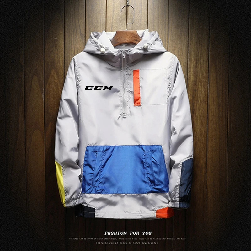 CCM premium Spring and Autumn bomber jacket mens casual solid windproof zipper thin hooded jacket mens plus size 7XL 240906