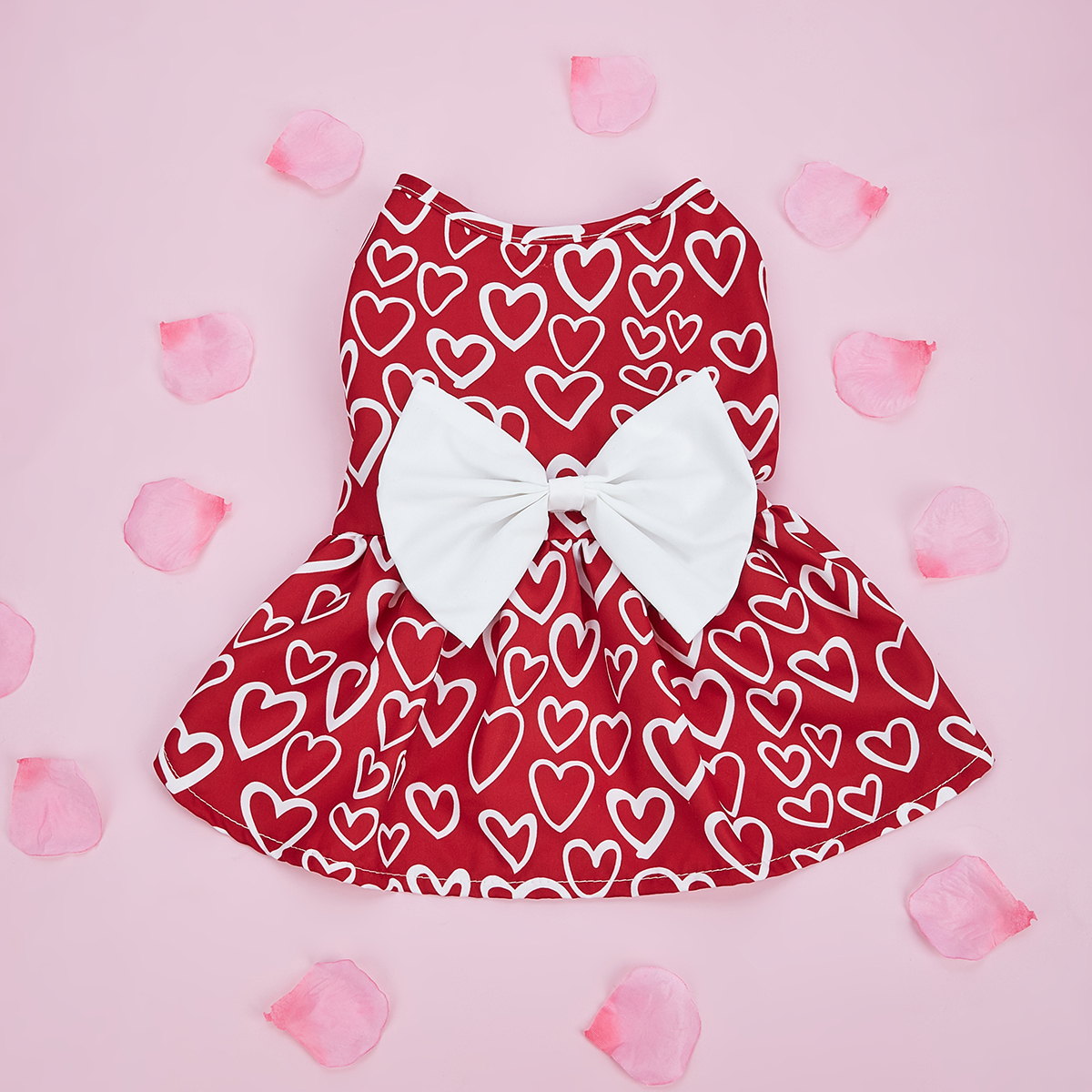 Valentines Day Pet Clothes Hearts Dog Valentines Outfit Bowknot Red Tulle Dog Dress with for Small Dogs Cat Girl