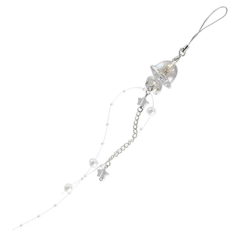 652F Y2K Jellyfish Phone Charm Keychain Crystal Star Pearl Phone Chain Unique Edge Phone Hanging Rope W240911