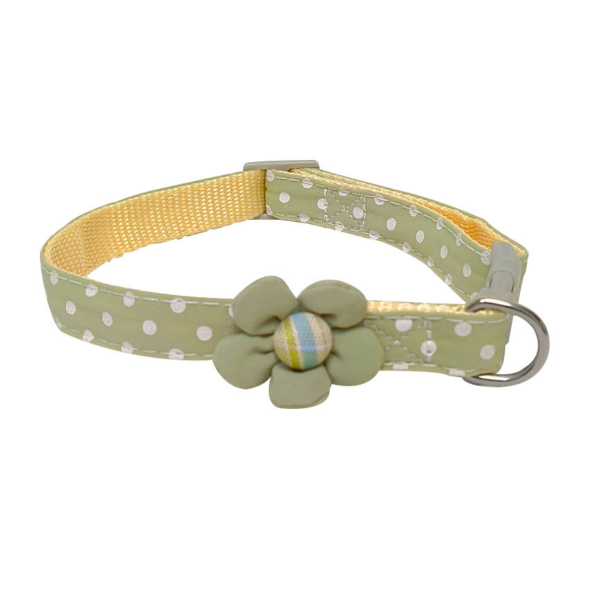 Polka Dot Cat Collar Adjustable Puppy Collar with Cute Flower Decoration for Kittens & Puppy Accessories Products Outdoor Travel