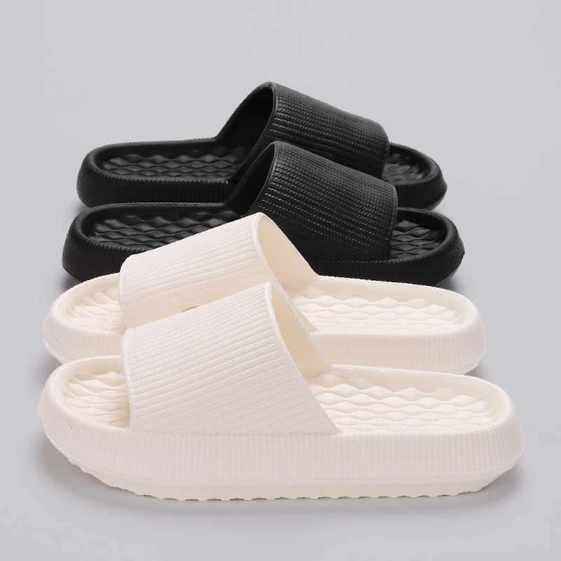 Lucyever 2024 Summer N-slip Soft Cloud Slippers Women Comfy Eva Thick Platform Slides Woman Couple Bathroom Home Flip Flops 45XJ250207