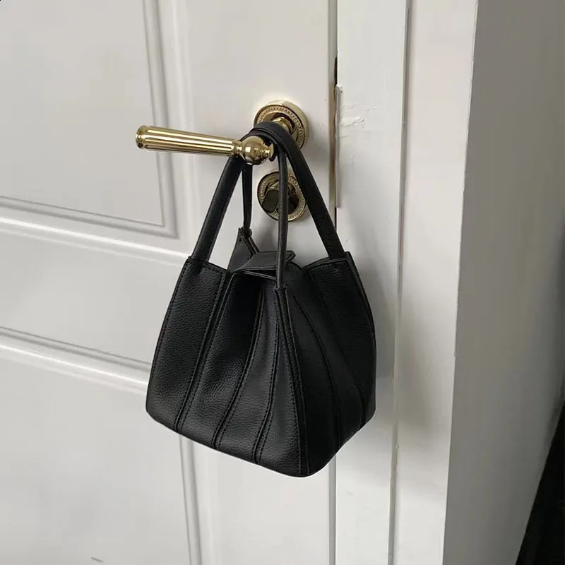 Fashion folding womens bucket bag PU leather shoulder ner cross body messenger handbag 240910