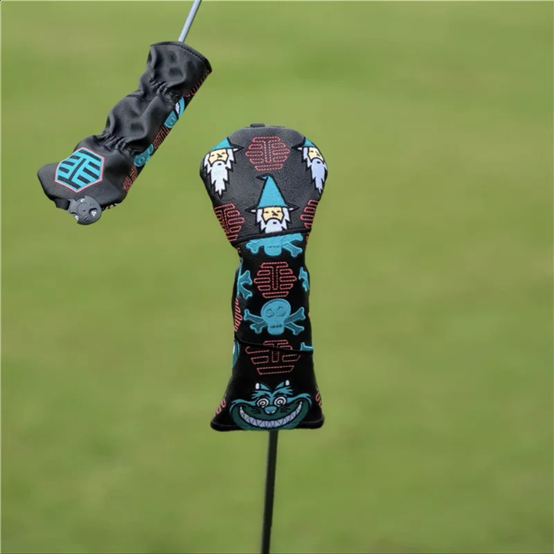 skull Golf Club #1 #3 #5 Wood Head covers Driver Fairway Woods Cover PU Leather Putter Headcover 240909
