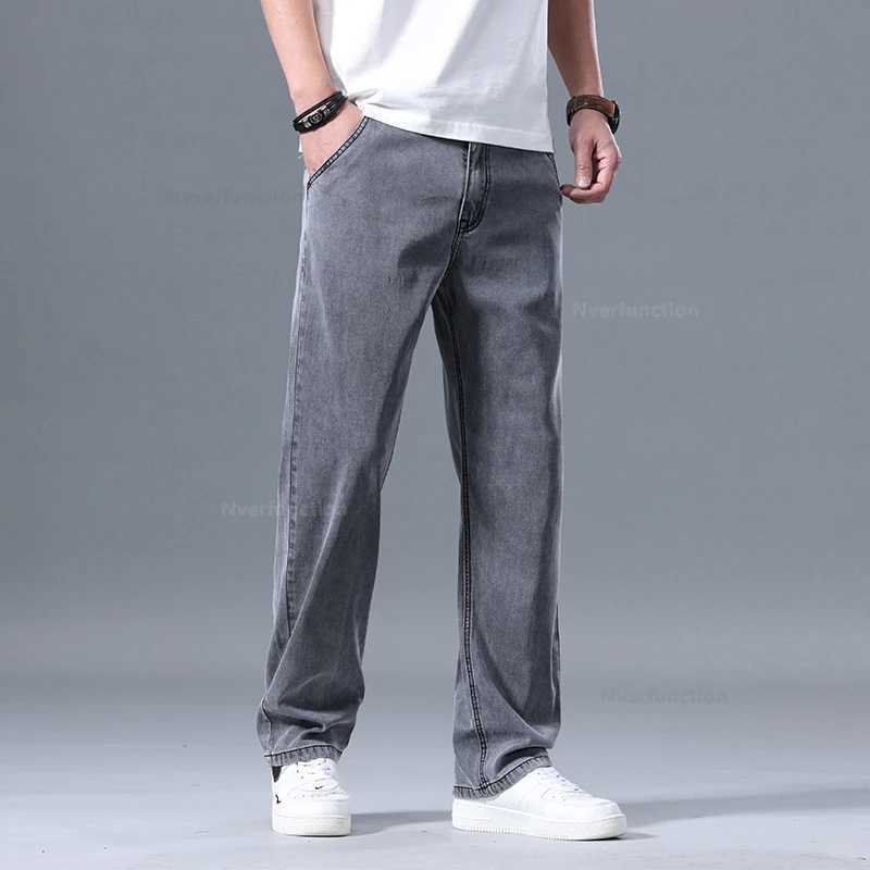 Lyocell Pants Mens 2024 Summer Clothes Ultra Thin Fashion Casual Pants Male Baggy Drape Straight Denim Trousers W250612