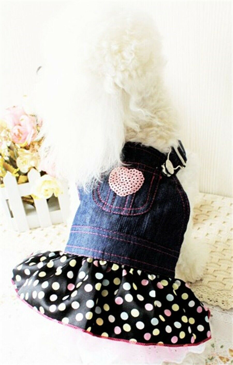 Summer Pet Dot Dress For Dogs Skirt Spring Denim Dog Wedding Clothes H260129