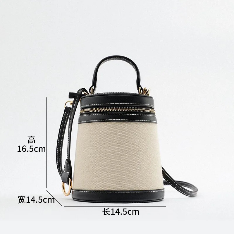 Casual canvas bucket shaped womens handbag ner shoulder cross bag small clutch flap 240910
