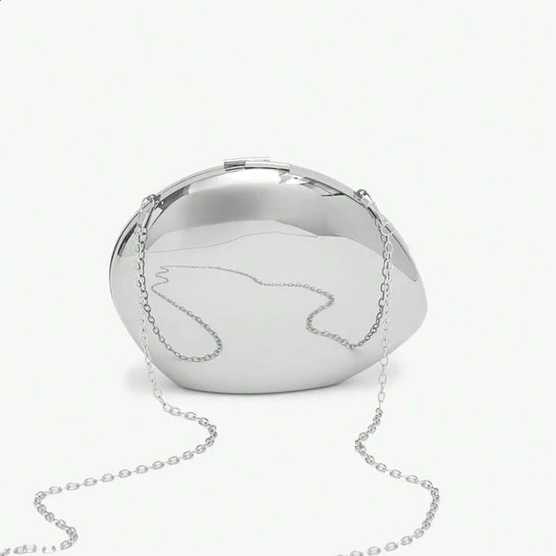 ner acrylic shell shape clutch bag gold and silver womens evening party cute shiny metal shoulder cross body small wallet 240910