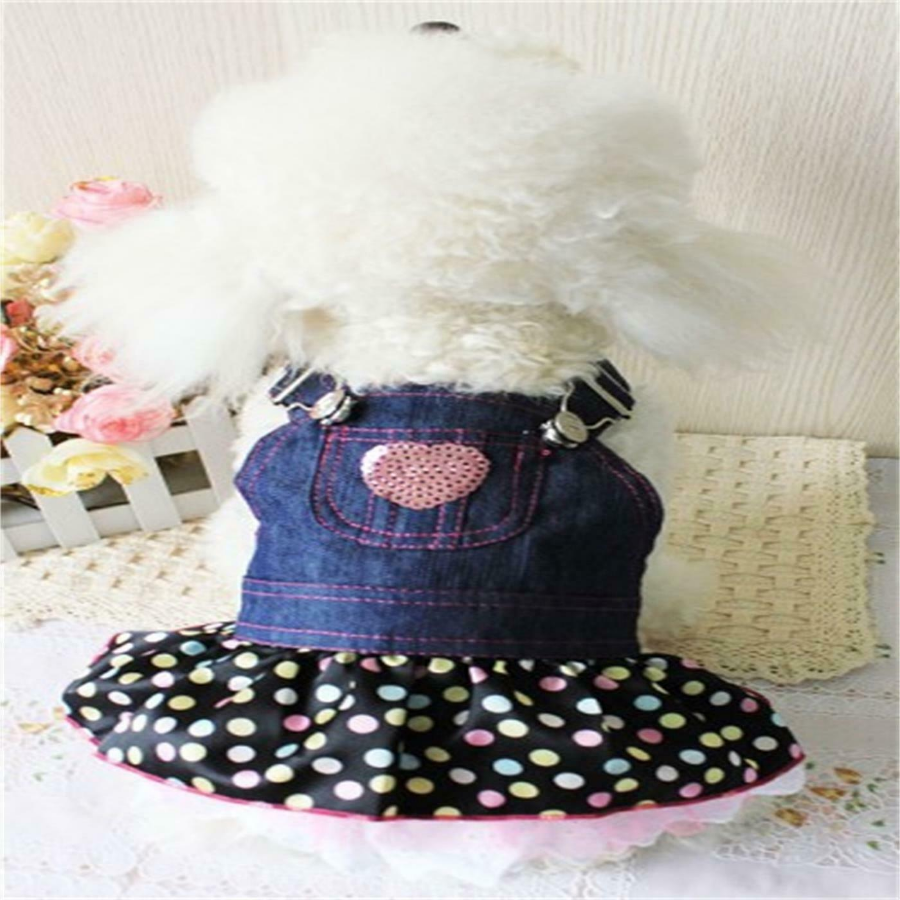 Summer Pet Dot Dress For Dogs Skirt Spring Denim Dog Wedding Clothes H260129
