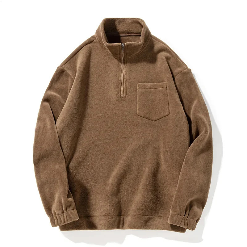 Stand Collar Hoodie Mens Autumn European American Retro Couple Half Zipper Austrian Grain Coat 240909