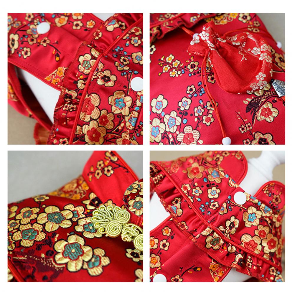 1Pc Soft Dog Tang-Suit Exquisite Buckle Breathable Pet Dress Stand Collar New Year Tang-Style Pet Dog Cheongsam Pet Supplies