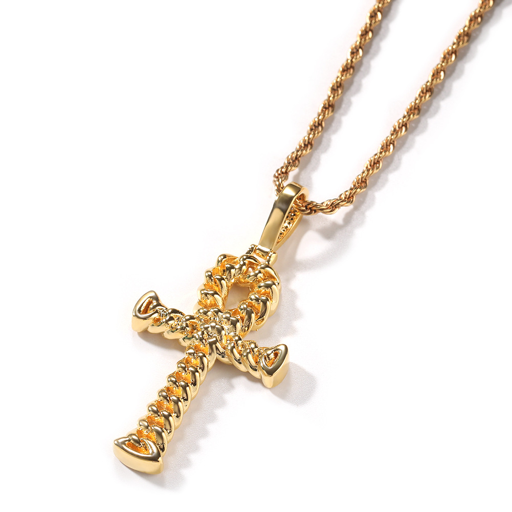 Pendant Necklaces Men Women Hip Hop Lover Heart Cross Pendant Necklace 5A Zircon White Gold Plated Jewelry