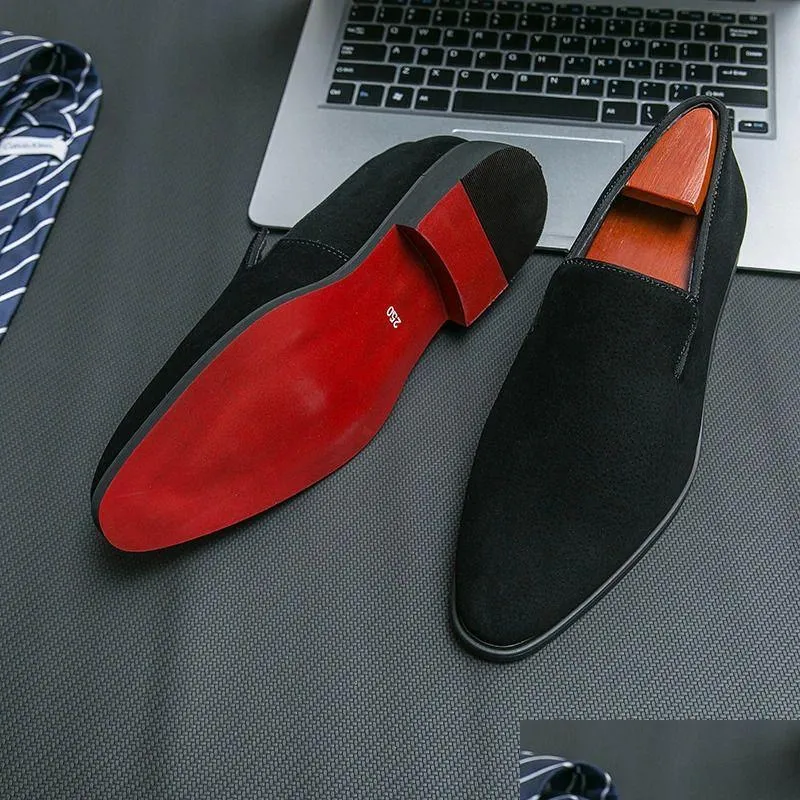Dress Shoes Spring Italian Designer Brand Suede Leather Business Office Mens Brown Nightclub Party Loafers Drop Delivery