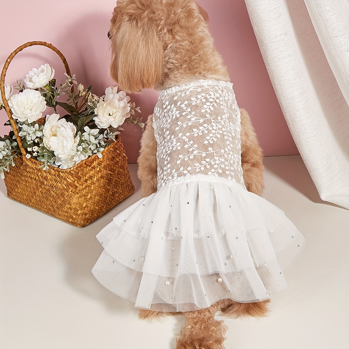 Dog Wedding Party Suit Summer Mesh Dress Suitable For Cats And Dogs H260130