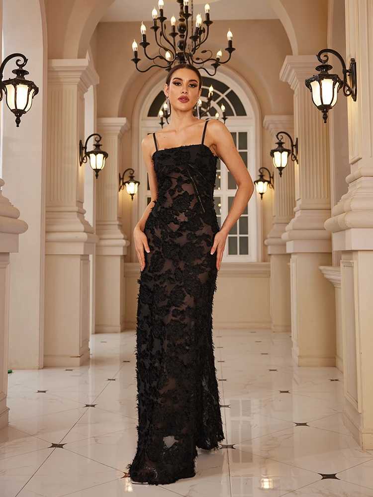 Mingmingxi Formal Occasion Dresses Maxi Black Appliques Dresses for Dancing Parties Long Elegant and Beautiful Women DressX240912