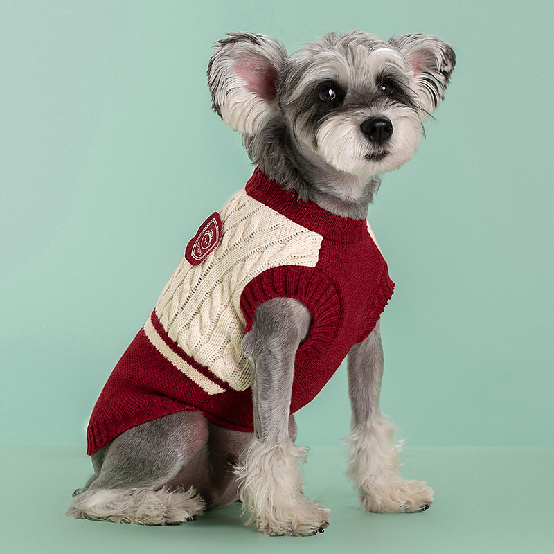 College Style Pet Dog Sweater Winter Warm Dog Clothes Puppy Cat Vest for Small Medium Dogs Chihuahua French Bulldog Yorkie Coat