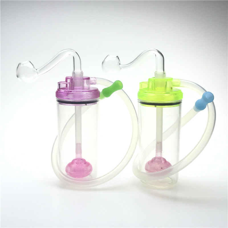 4 Inch Silent Oil Burner Bong Glass Water Smoking Pipe with 50cm Silicone Straw Tube 2 Pcs 10mm Male Oil Burner Pipes