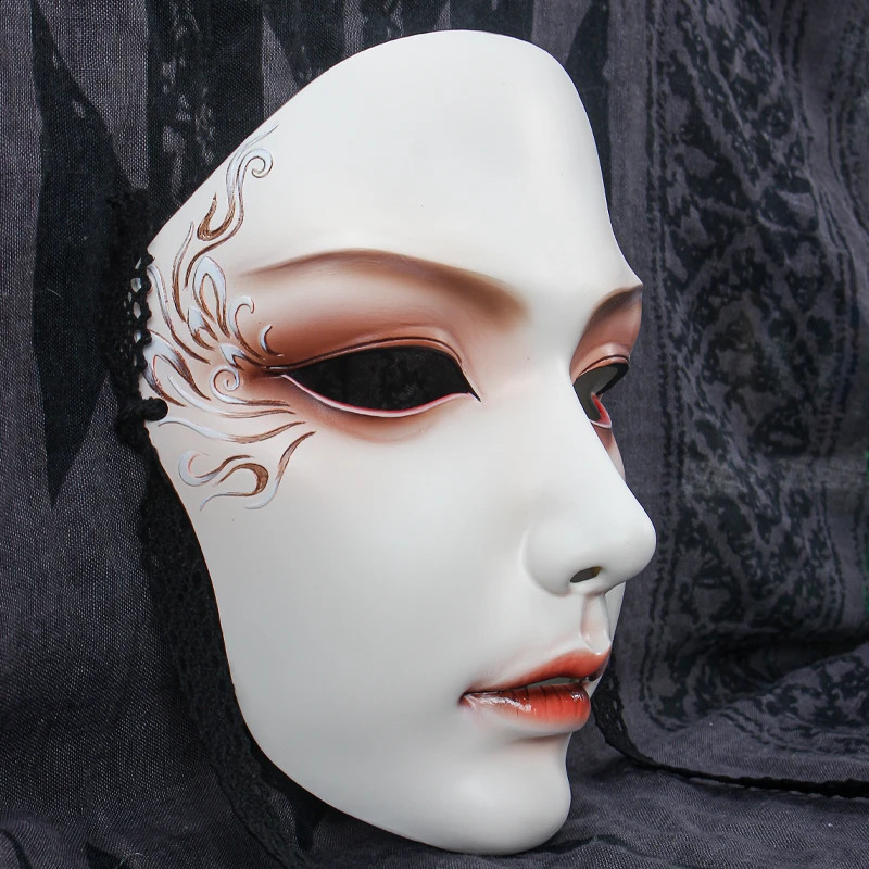 Full Face Mask Chinese Style Party Mysterious Dress Hand-painted Hanfu 240910