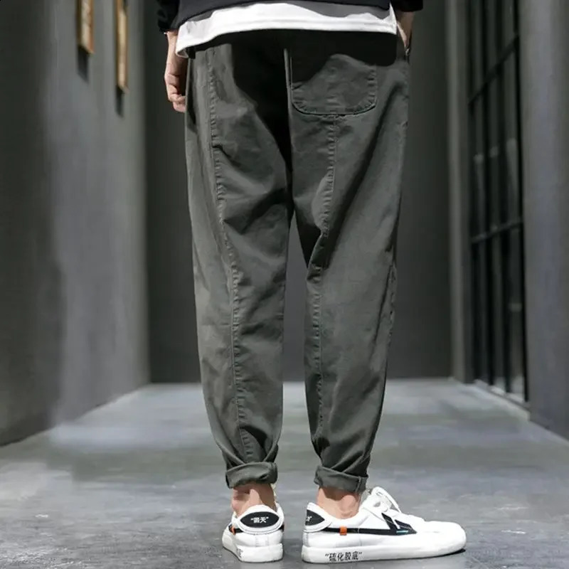 Spring Autumn Fashion Harajuku Y2K Solid Cotton Pants Man Straight Leg Loose Casual Trousers Hip Hop Streetwear Male Clothes 240911