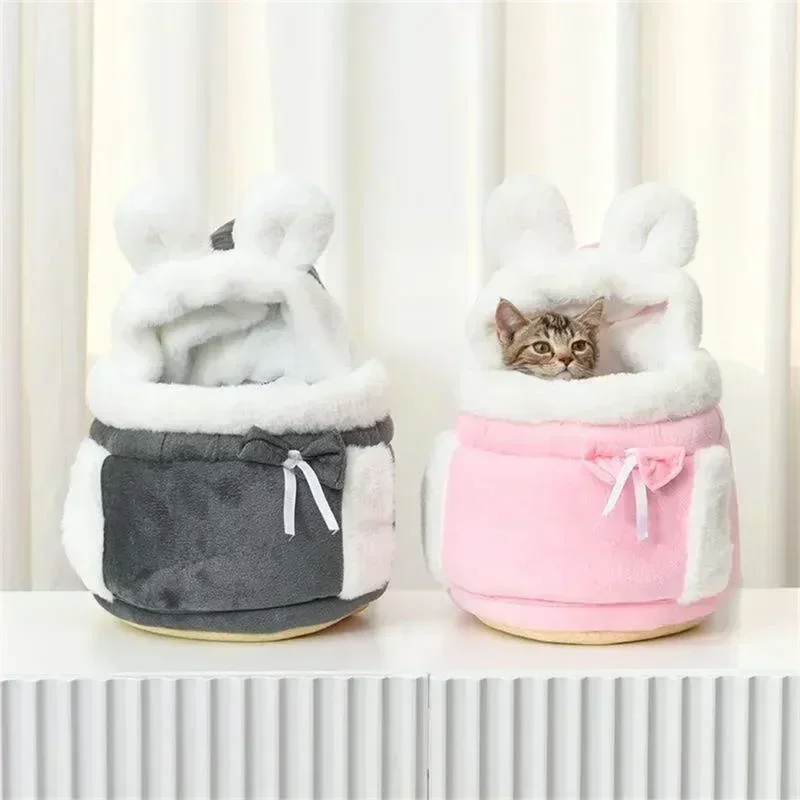 Portable Pet Carrier Bag, Plush Backpack, Outdoor Travel, Walking, Winter, Warm, Nest, Kitten, Puppy, Hanging Chest, Pet Carrier