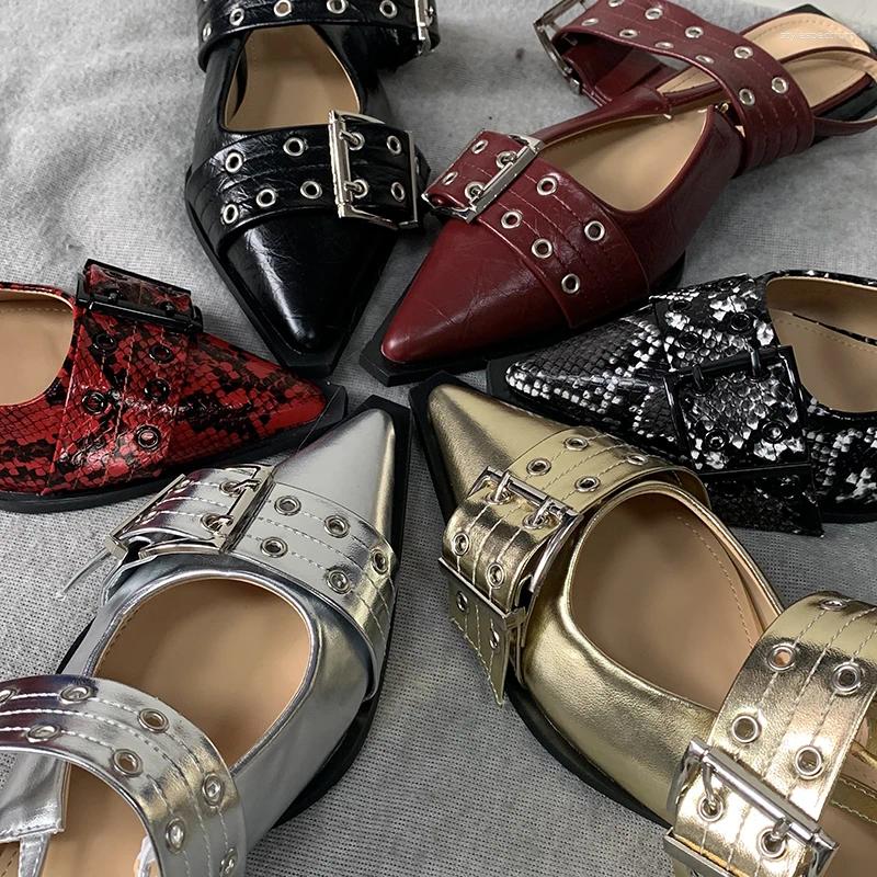 Dress Shoes Roman Female Big Size 43 Elegant Low Heels Sandals Women Slides Beach Shallow Black Mules Pointed Toe Ladies