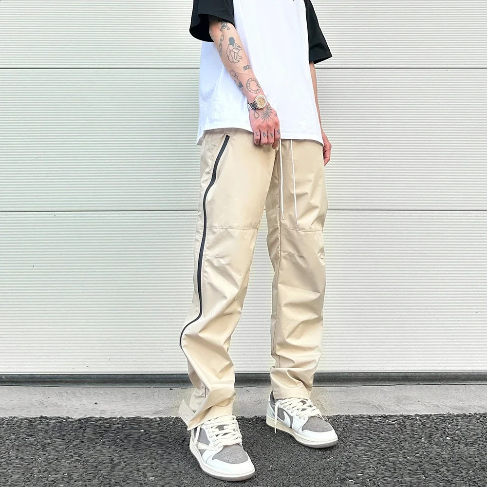 Street Vibe functional tapered pants with adhesive pressure side zipper nylon Trouser bag casual thin tactical pants 240912