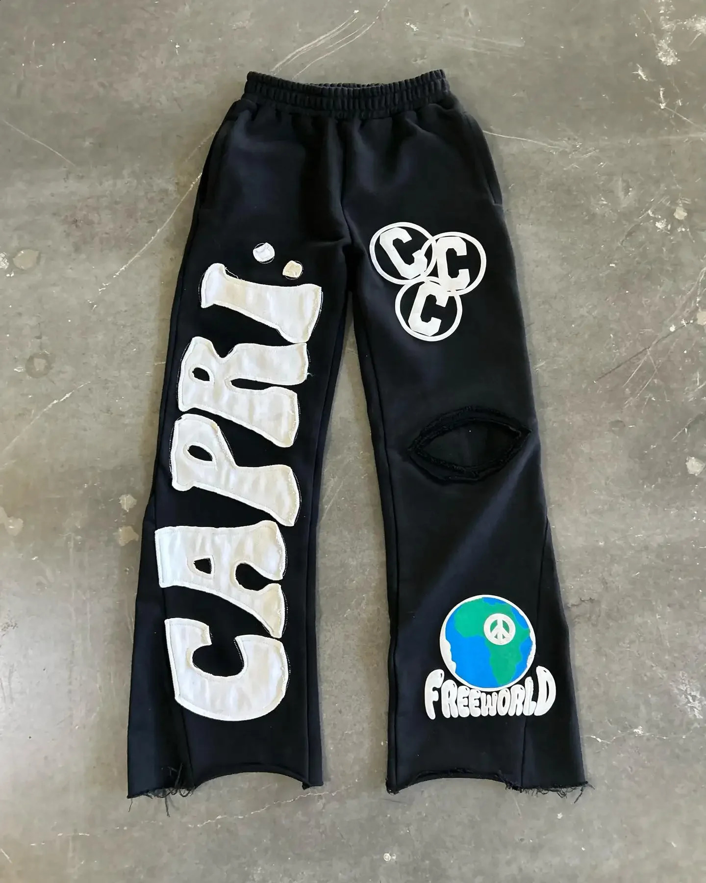 Retro Embroidered Letter Graphic Sweatpants Mens Y2k Hip Hop Baggy Elastic Waist Casual Pants Joggers Women Streetwear 240910